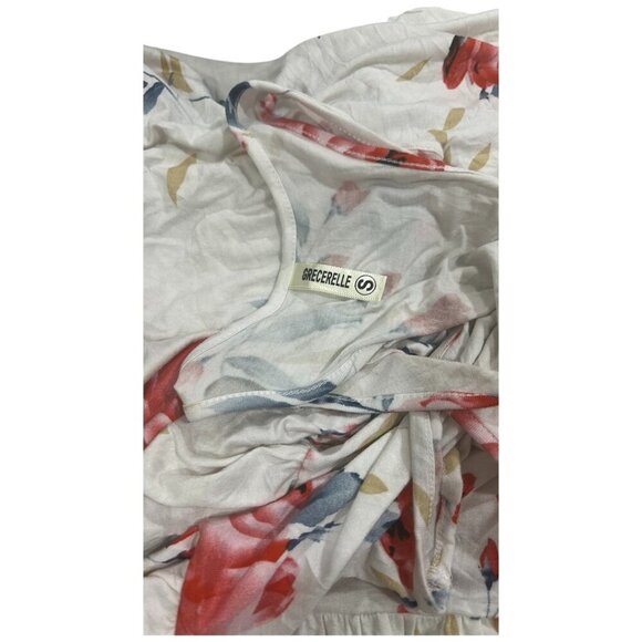 Grecerelle Floral Racerback Maxi Dress Small Ivory Pink Stretchy - Picture 5 of 16